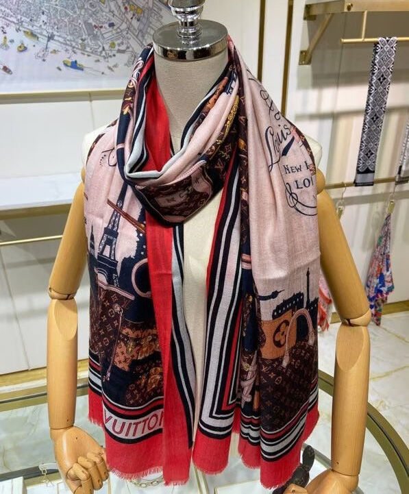 Louis Vuitton Scarf Women s Skyline Long Scarf Red