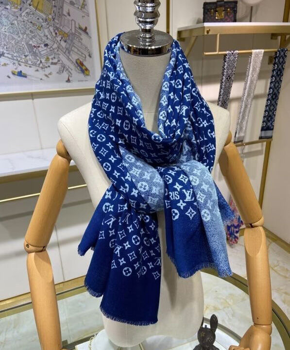 Louis Vuitton Scarf Women s Denim Gradient Long Scarf Blue