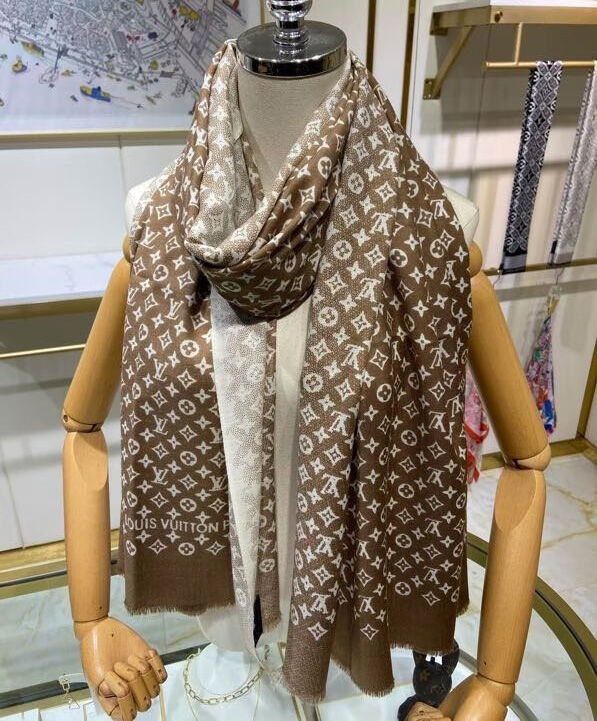 Louis Vuitton Scarf Women s Denim Gradient Long Scarf Khaki