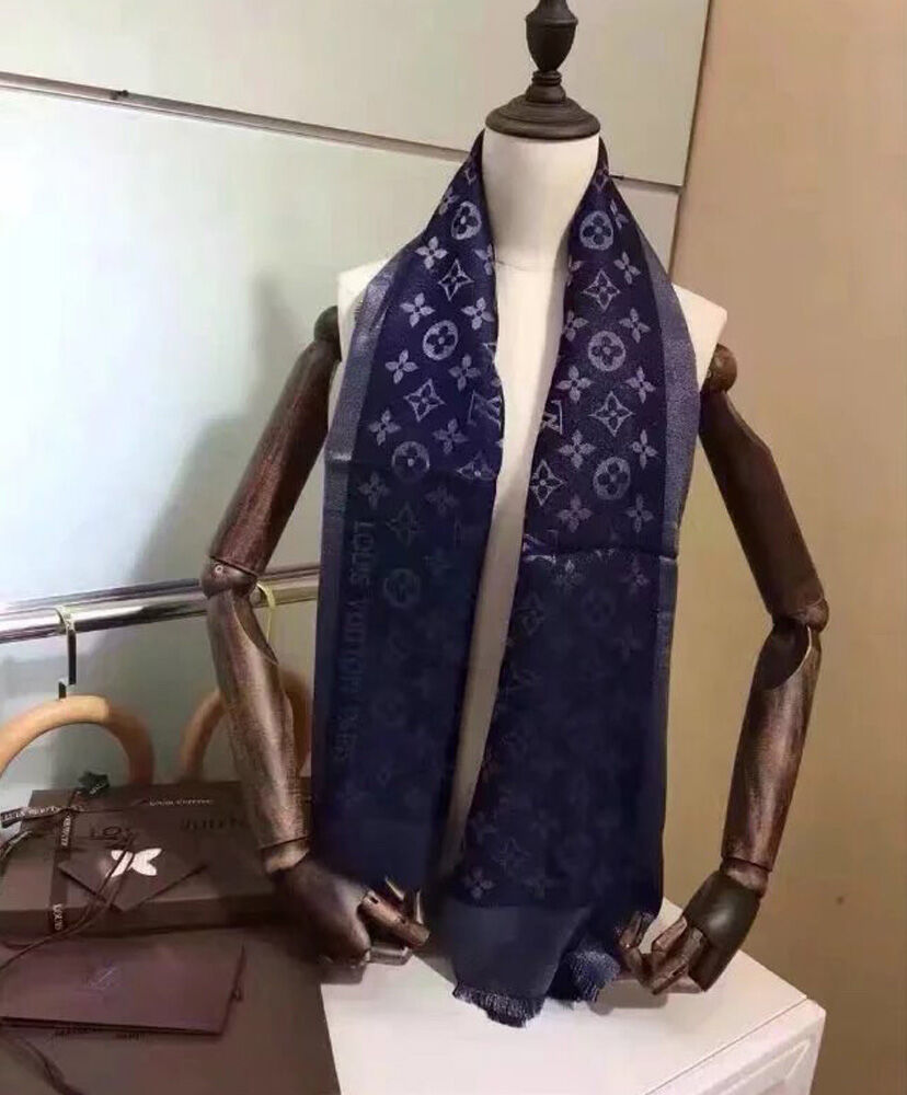 Louis Vuitton Scarf Monogram Shine Shawl Dark Blue