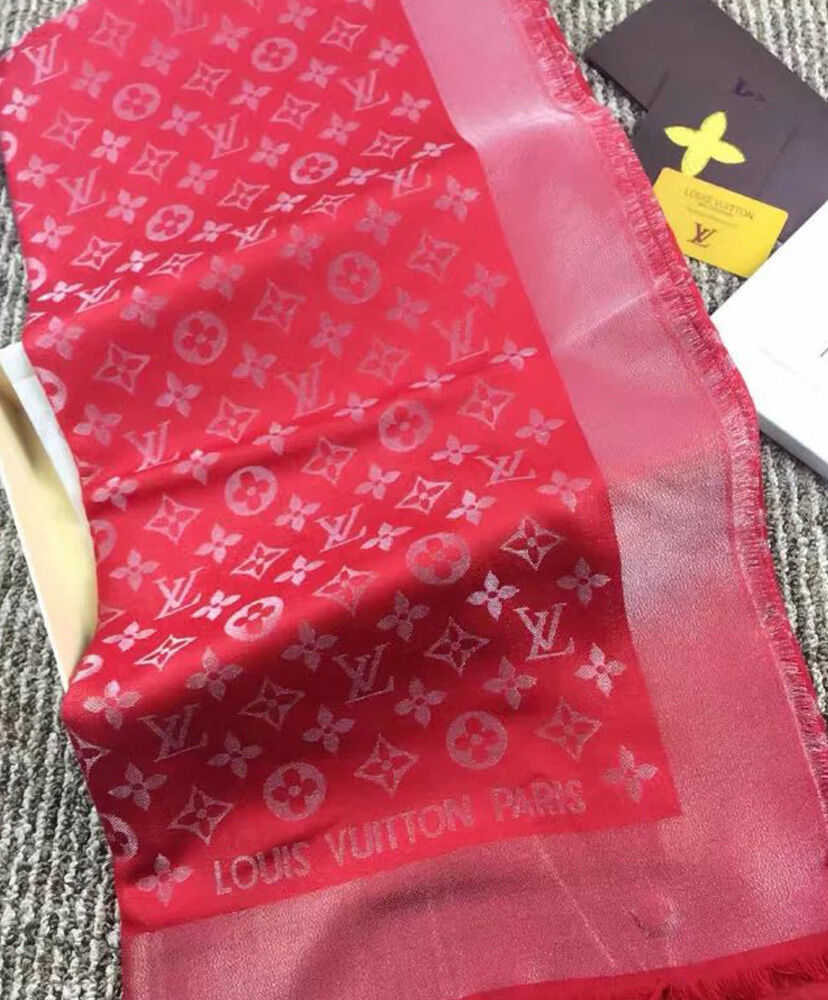 Louis Vuitton Scarf Monogram Shine Shawl Red