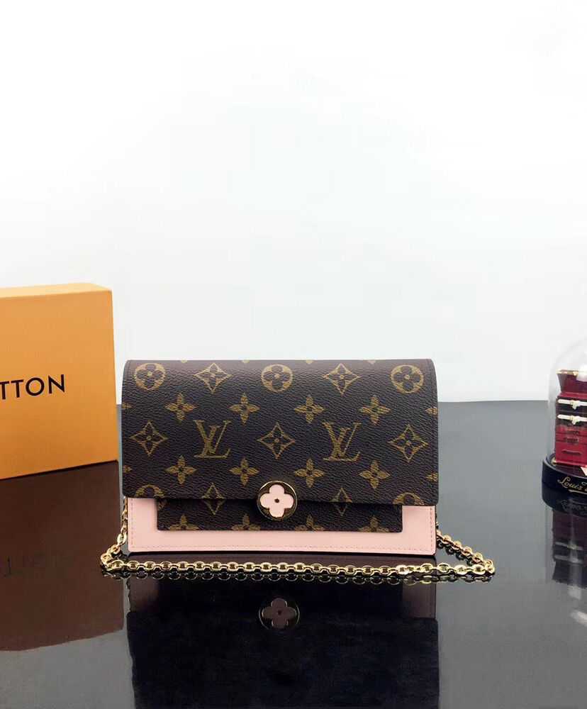 Louis Vuitton Flore Chain Wallet M67404 M67405 Pink