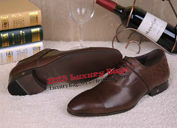 Louis Vuitton Outlet Men Casual Shoes Ostrich Leather LV409 Brown